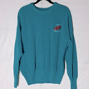 Vintage International Sporting Club Teal Molson Dry Cable Knit Crew Neck Sweater